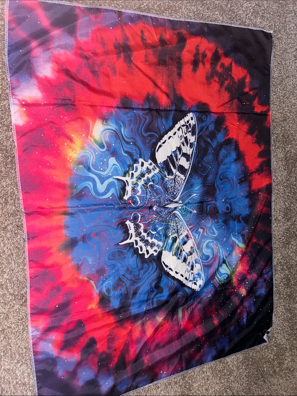 Psychedelic Butterfly Tapestry - Red & Blue